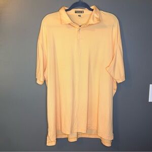 Men’s Peter Millar Orange Stripe Summer Comfort Golf Polo Shirt Size XX Large